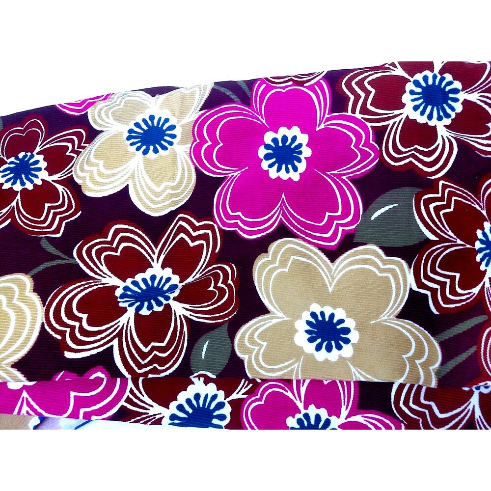 Vintage Floral Corduroy Fabric Psychedelic Pop Art Retro Remant Textile 2 Yards